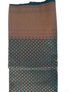 Elegant Teal & Gold Brocade Saree