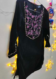 Black Velvet Kurta with Palazzo Pants