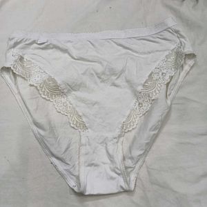 💙 Comfortable White Lace Trim Briefs