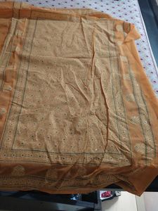 Peach Saree with Delicate Details and blouse piece