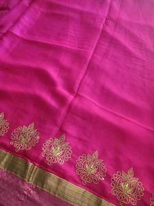 Vibrant Pink Embroidered Saree