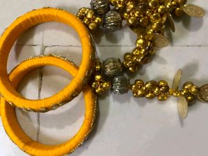 Embellished Silk Bangles with Charms