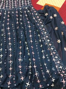 Embellished Navy Blue plazzo with long nayara cut