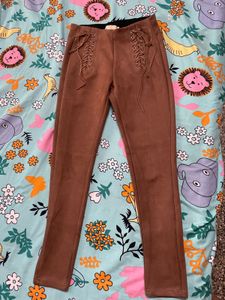 Lace-Up Suede Pants