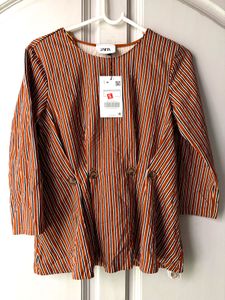 Zara Striped Button Detail Top