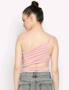 Pink One Shoulder Crop Top