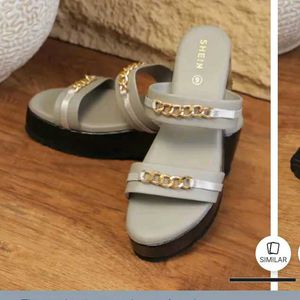 Stylish Wedge Sandals with Gold Chain Detail