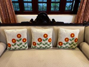 Decorative Throw Pillow Cover with Floral Design-2