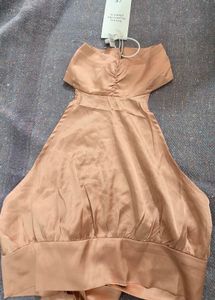 Satin Halter Top with Bow Back