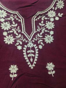 Embroidered Plum Kurti Top