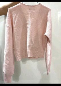 Chic Pink Cable Knit Wrap Sweater