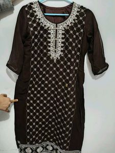 Embroidered Brown Kurta