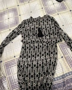Stylish Black and White Patterned Dress