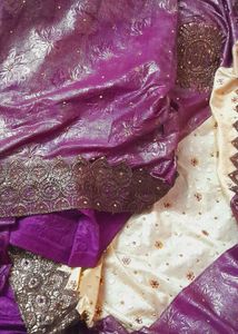 One Time Used Festive Stone Work Saree With Blouse