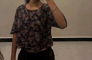 Floral Print Zip Front Top