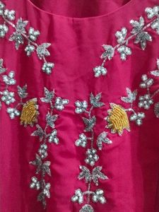 Stunning rose pink Embroidered Kurta Set