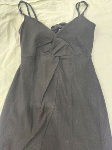 Stylish Black Knot Front Mini Dress