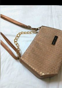 Chic Rose Gold Shoulder Bag with Chain Accent