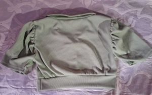 Cute Sage Green Puff Sleeve Top