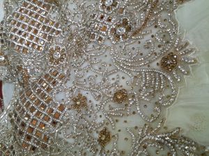 Long Frock Full Golden &amp; With Stone Work.size Xl