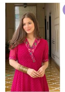 Elegant Pink one piece Embellished Neckline