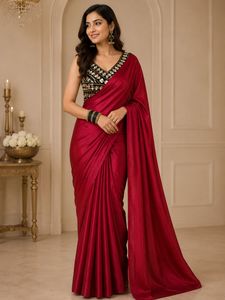 🔥SALE🔥Elegant Red Silk Saree with blouse