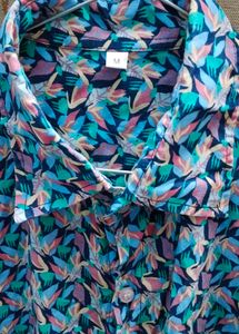 Blue Floral Print Short Sleeve Shirt and Suit