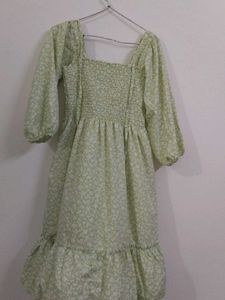 Floral Smocked Square Neck Dress