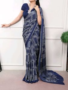 Blue Satin Silk Saree