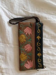 Embroidered Floral Wristlet Wallet