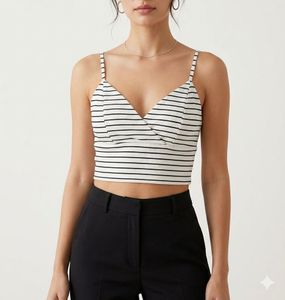 Striped Crop Top with Spaghetti Straps