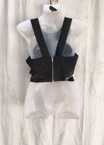 51209. Chic Black Mesh Detail Crop Top