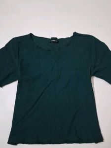 Dark Green Waffle Knit Top