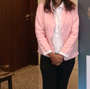 Pink Linen Blend Blazer