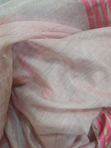 Elegant Pink &amp; Beige Striped Saree
