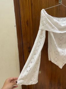 White Off-Shoulder Lace Top