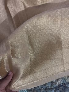 Elegant Gold tissue silk Saree with blouse piece