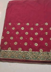 Embellished Pink Silk Saree