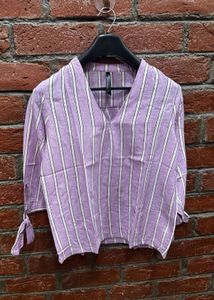Striped Tie-Sleeve Top