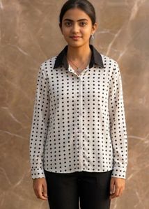 Chic Polka Dot Button-Up Shirt