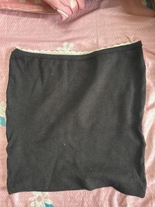 Chic Black Lace Trim Tube Top