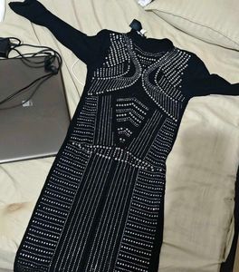 Bebe Black Studded Bodycon Dress
