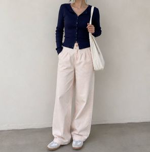 Light Pink Corduroy Wide-Leg Pants
