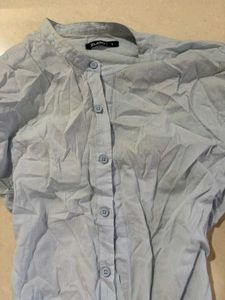 powder blue button up top