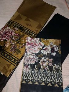 Black mustard colour unstitched suit