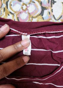 Maroon Striped Graphic Tee