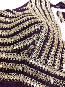 Embroidered Deep V-Neck Blouse