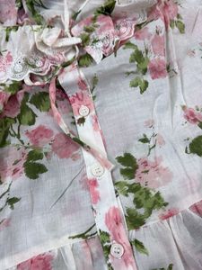 Floral Print Top with Lace Trim