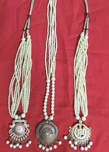 Elegant Pearl &amp; Antique Finish Necklace Set