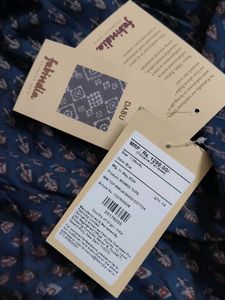 Fabindia Blue Cotton Dabu Printed Arcadian Top